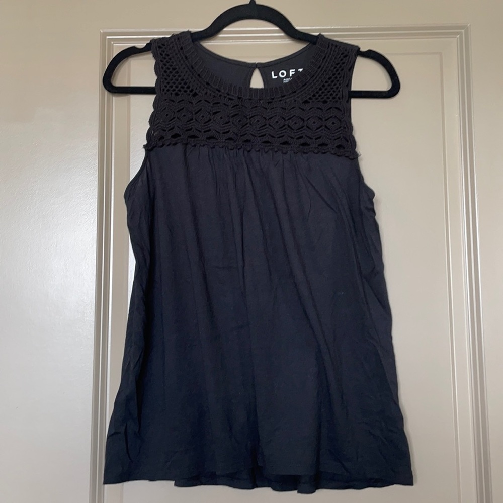LOFT black crochet sleeveless top